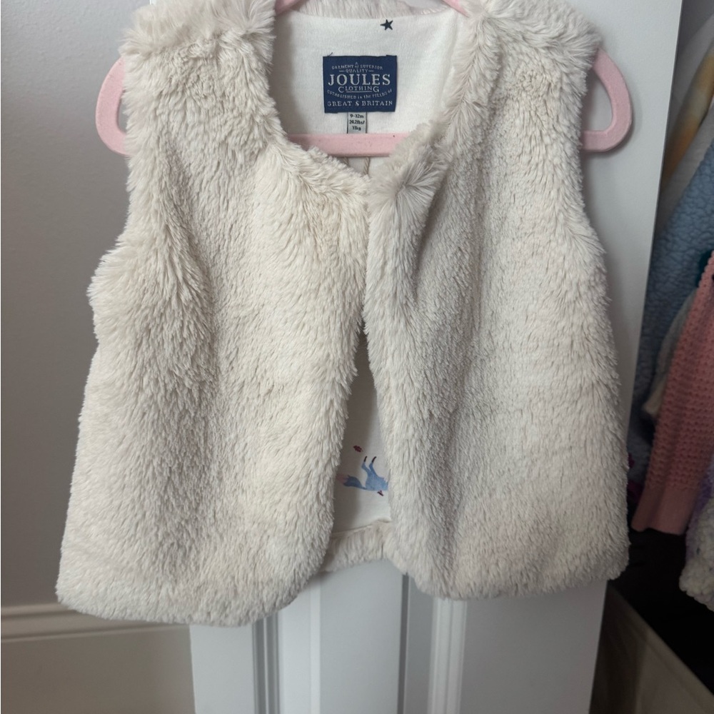 Joules Kids Off-White Faux Fur Vest